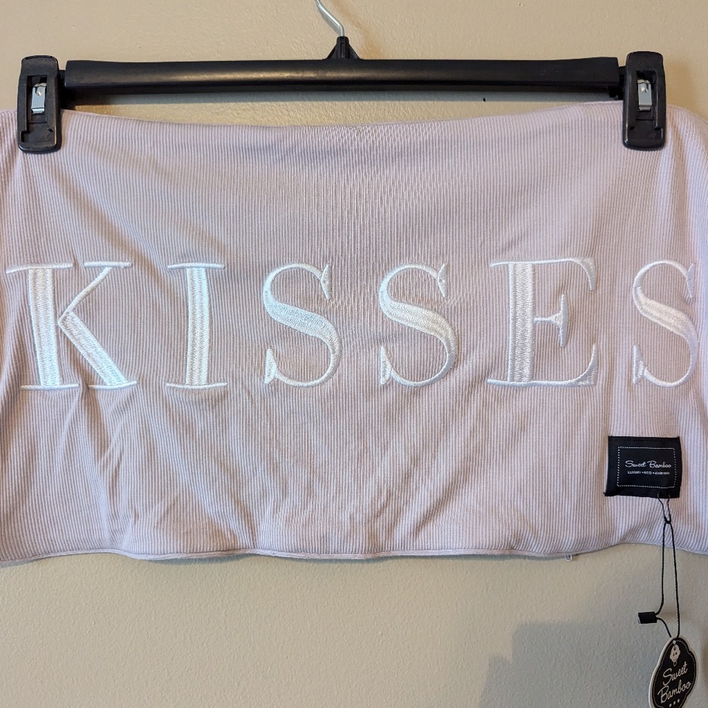 Sweet Bamboo KISSES 21" x 11" Rectangular Pillow Sham Beige/Light Pink NWT